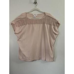 Women's Short Sleeve Knit Top with Crochet Detail 3X Plus Size